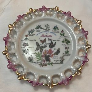 Giftcraft Vintage 1964 Canadian plate butterflies & flowers Gift craft of Japan